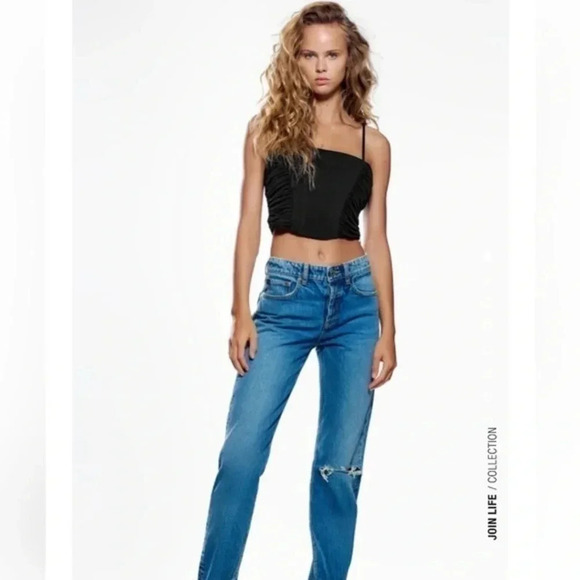 New Zara Black Bustier Crop Top - Picture 4 of 6